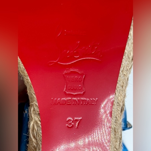 Christian Louboutin Monica Du Desert 110 Satin Wedge Espadrille Sandals EU37 US7 - Picture 10 of 10